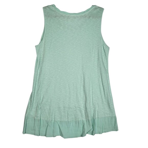 LOGO Lori Goldstein Tank Top Blouse Women's Large Mint Green Sleeveless Ruffled - Picture 2 of 9